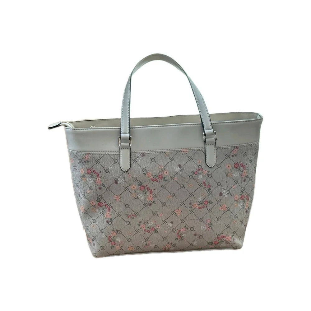 NEW Nine West Kaislie Tote Floral Logo Purse Cream Pink